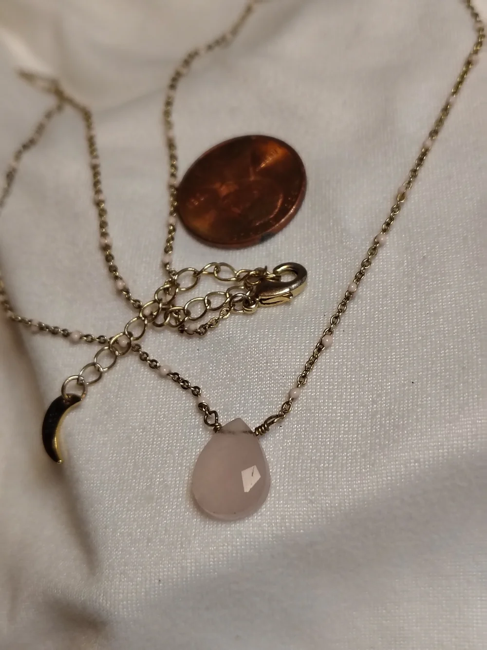 Duo Luna Norte Rose Quartz Gold Heart Beaded Necklace And Secondary Quartz